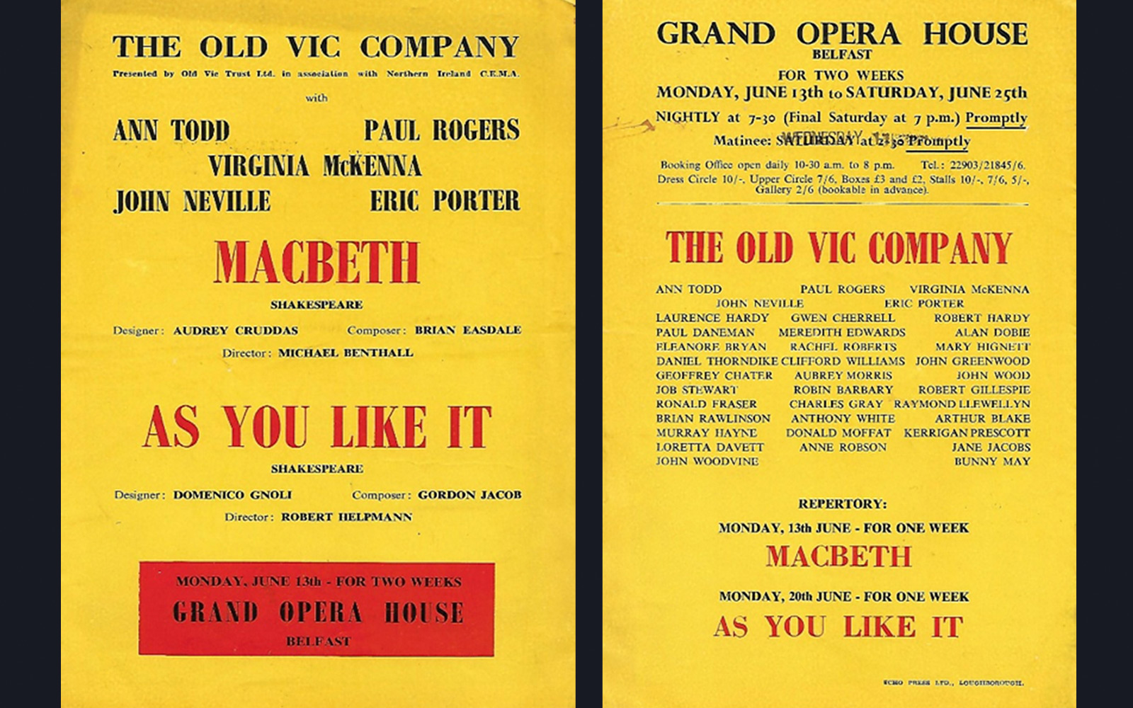 Macbeth As You Like It Grand Opera House Belfast
