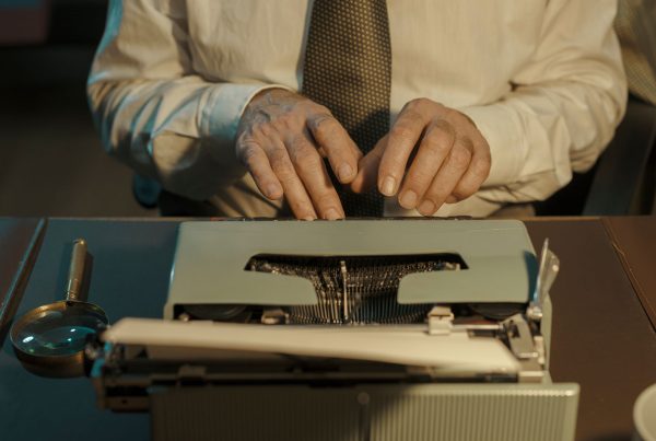 Journalist typing